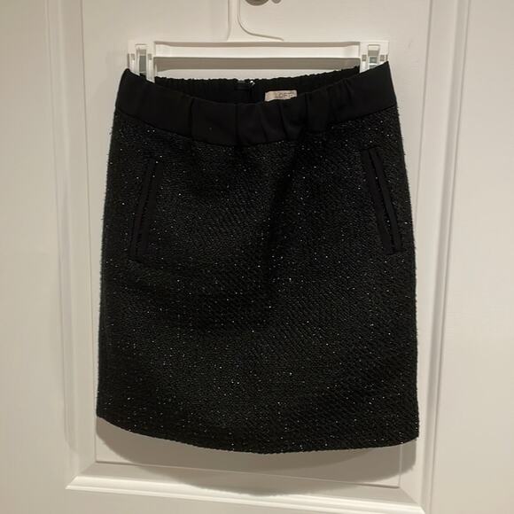 Loft tweed metallic black skirt XXS petite - Picture 2 of 6